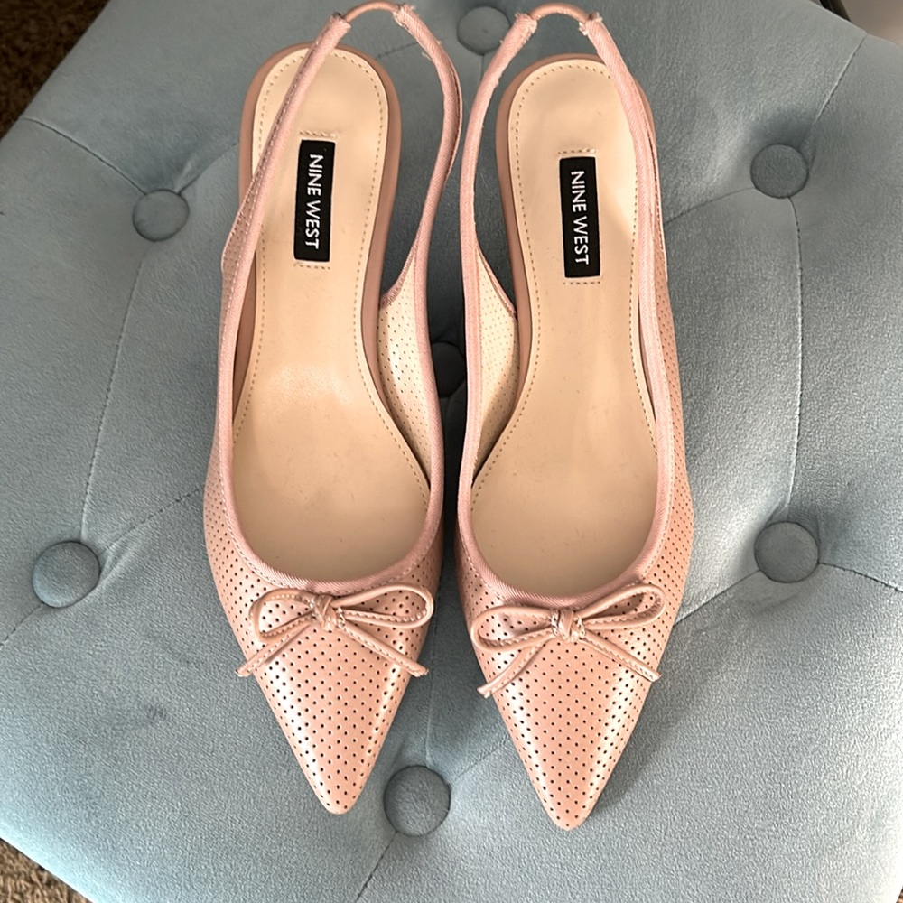 Nine West Kitten Heel Slingback in nude. Never worn!